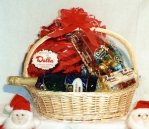 confezione natale CESTO C1 piccolo bianco manico alto